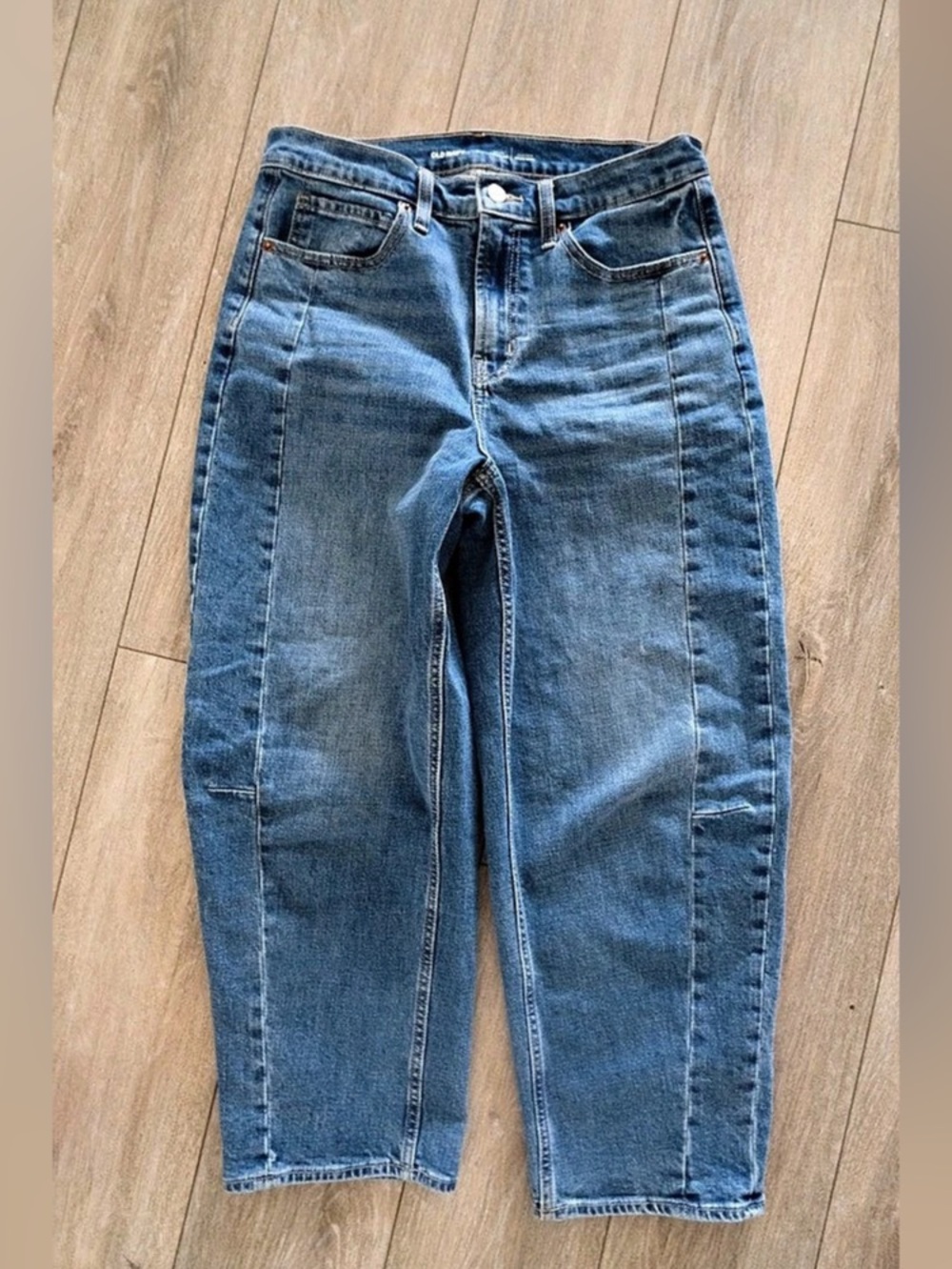 Old Navy High-Waisted Wow Barrel Ankle Jeans Blue Denim